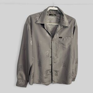 Retro funky Zava Menswear USA silver shimmer button down top Medium